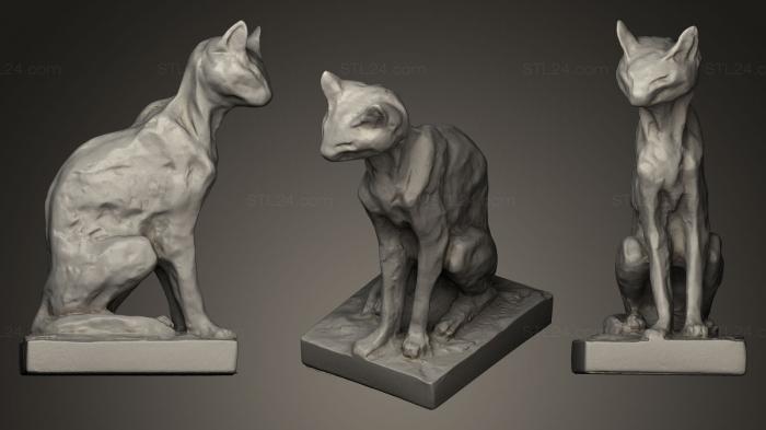 Animal figurines (Cat siiting, STKJ_0017) 3D models for cnc